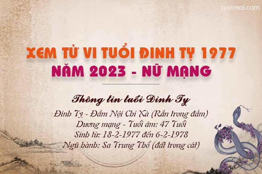 Tử vi tuổi Đinh Tỵ 1977 nữ mạng năm 2023 Tử Vi Mới