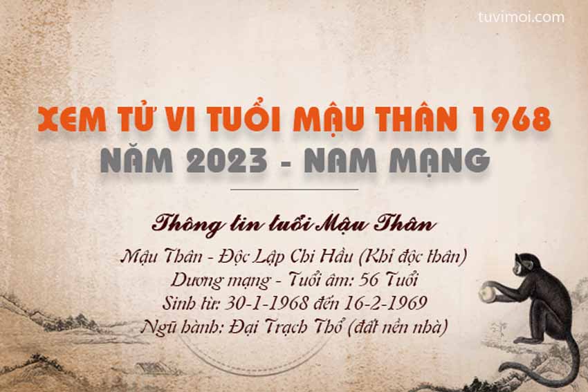 Tử vi tuổi Mậu Thân 1968 nam mạng năm 2023 Tử Vi Mới